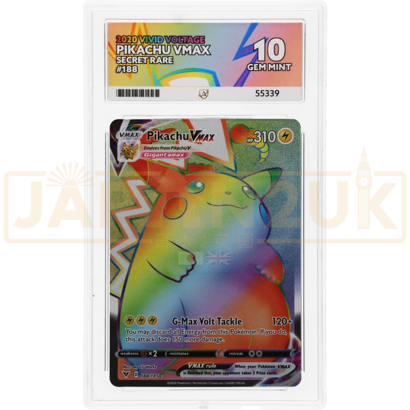 Pokemon Pikachu VMAX Vivid Voltage 188 185 English Graded Card ACE 10 55339